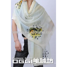 ladies' super thin watercolor printed wool scarf